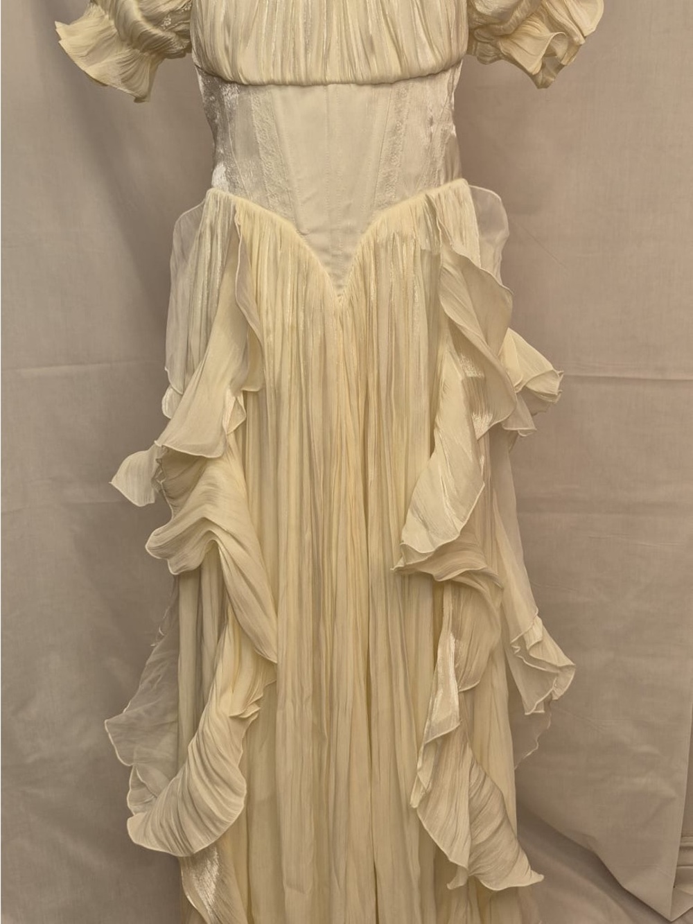 2059 - Caramel Cream Ruffled Maxi Dress